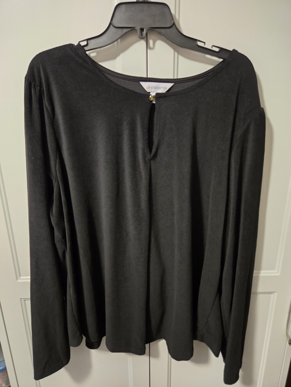 Liz Claiborne Black Long-Sleeve Keyhole Blouse Size 2XL